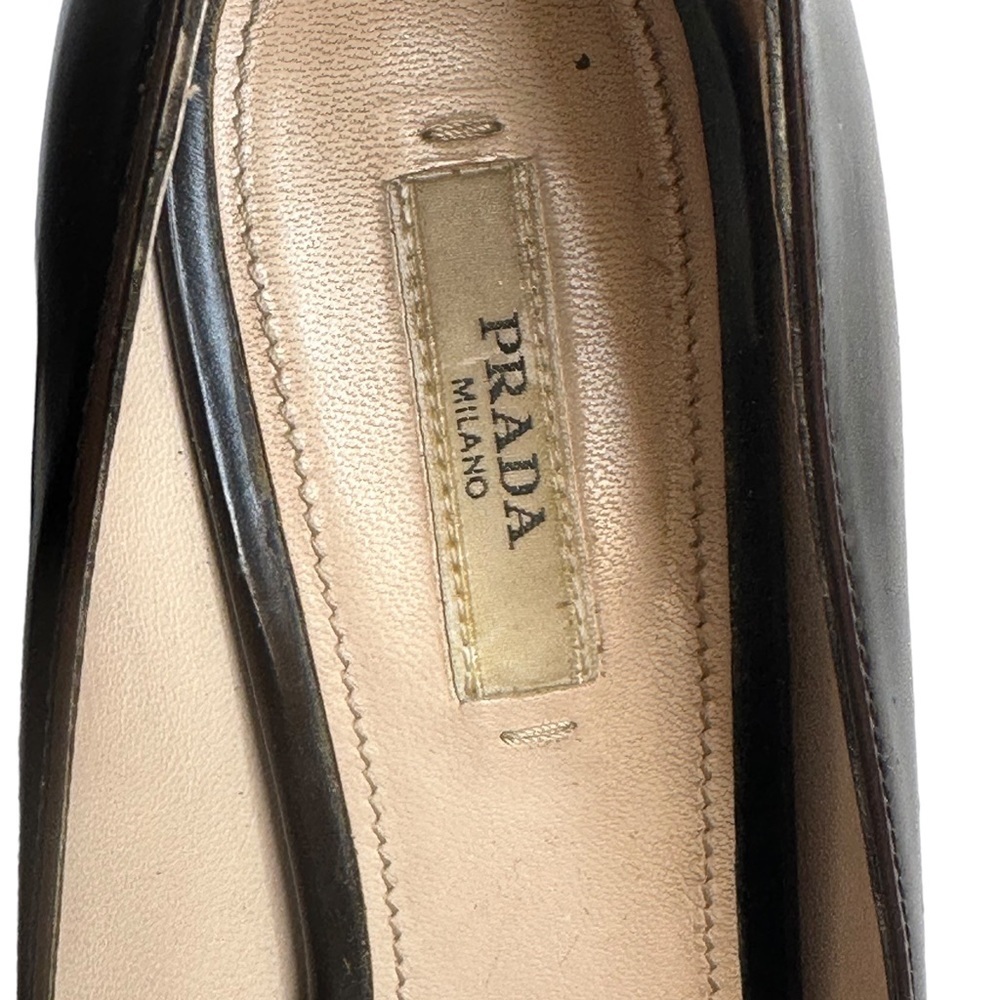 Prada Spazzolato Fume Brown Platform Pumps Peep Toe Rare Sz US 37 EUC $550 - Picture 4 of 16